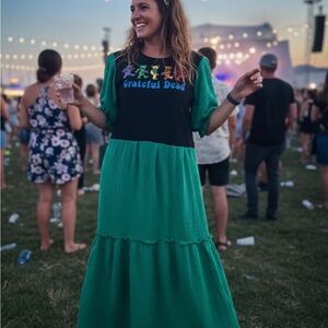 Upcycled Grateful Dead Green Maxi Dress